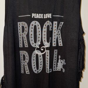 Disney Parks Rock n’ Roller Coaster Black Fringe Studded Graphic Tank